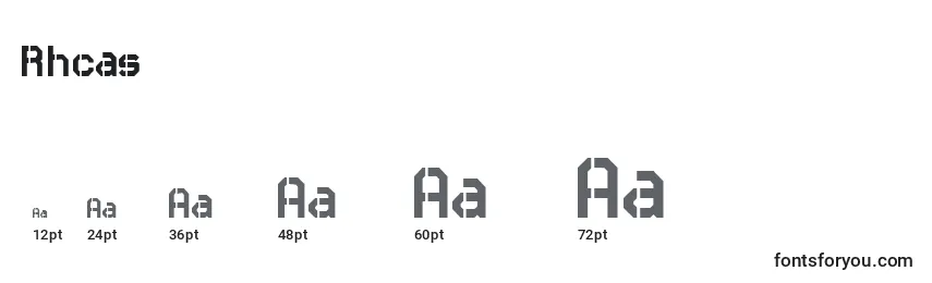 Размеры шрифта Rhcas