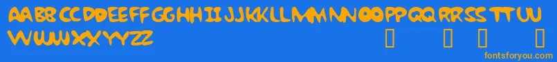 BubbleGumRockBtrial Font – Orange Fonts on Blue Background