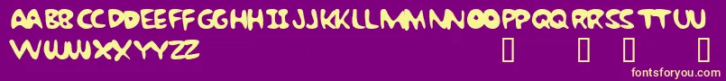 More about BubbleGumRockBtrial Font BubbleGumRockBtrial Font – Yellow Fonts on Purple Background