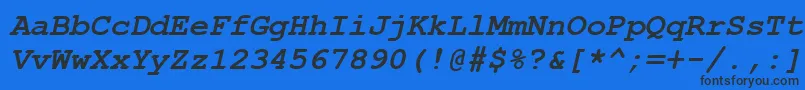 Fonte CourierNewCyrBoldItalic – fontes pretas em um fundo azul