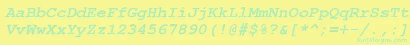 CourierNewCyrBoldItalic-Schriftart – Grüne Schriften auf gelbem Hintergrund