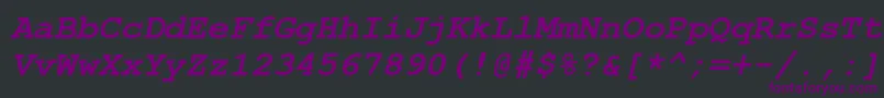 Czcionka CourierNewCyrBoldItalic – fioletowe czcionki na czarnym tle