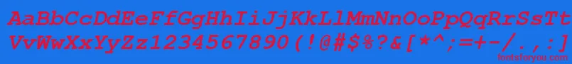 CourierNewCyrBoldItalic Font – Red Fonts on Blue Background