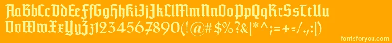 Fonte Typographertextur – fontes amarelas em um fundo laranja