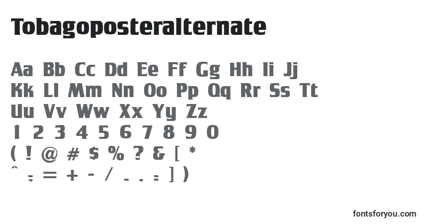 Tobagoposteralternate-fontti – aakkoset, numerot, erikoismerkit