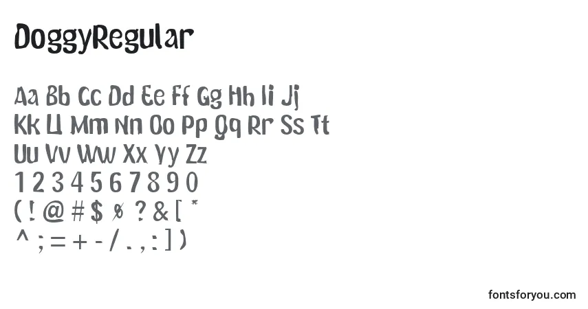 Czcionka DoggyRegular – alfabet, cyfry, specjalne znaki