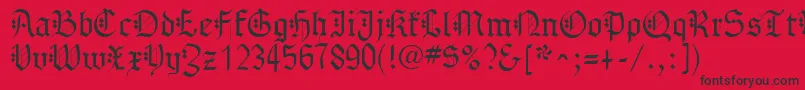 GothenburgFraktur-fontti – mustat fontit punaisella taustalla