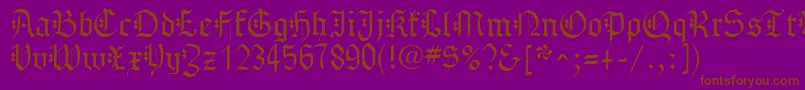 フォントGothenburgFraktur – 紫色の背景に茶色のフォント