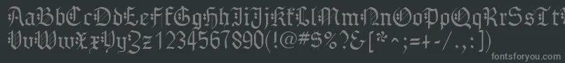 GothenburgFraktur-fontti – harmaat kirjasimet mustalla taustalla