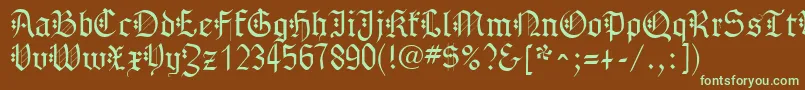 GothenburgFraktur-fontti – vihreät fontit ruskealla taustalla