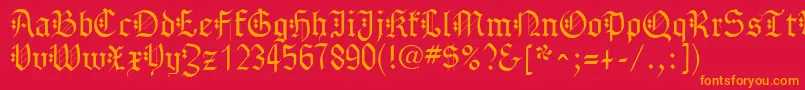フォントGothenburgFraktur – 赤い背景にオレンジの文字