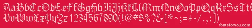 GothenburgFraktur-fontti – vaaleanpunaiset fontit punaisella taustalla