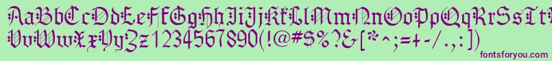 GothenburgFraktur-fontti – violetit fontit vihreällä taustalla