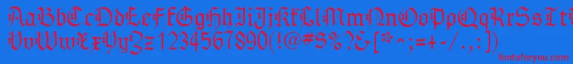 GothenburgFraktur Font – Red Fonts on Blue Background