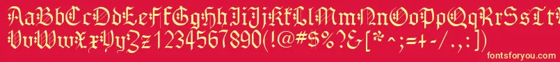 GothenburgFraktur-fontti – keltaiset fontit punaisella taustalla