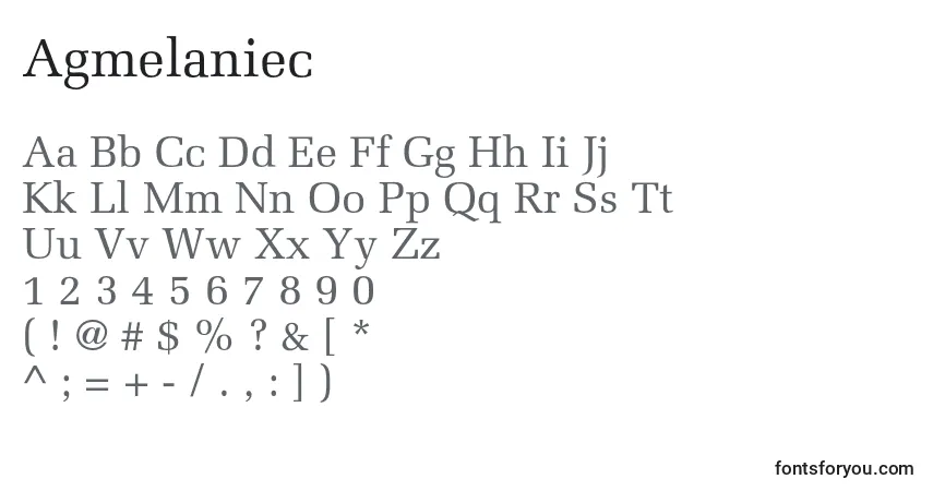 Fuente Agmelaniec - alfabeto, números, caracteres especiales