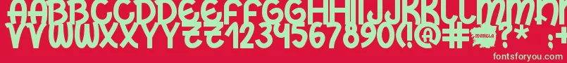 Marela Font – Green Fonts on Red Background