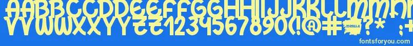 Marela Font – Yellow Fonts on Blue Background