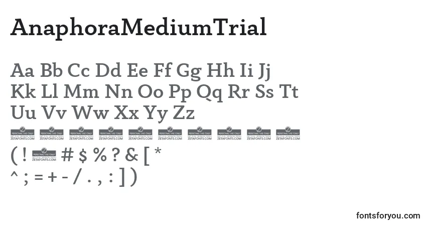 AnaphoraMediumTrial-fontti – aakkoset, numerot, erikoismerkit