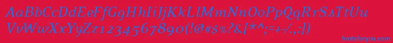 PfexecutiveItalic Font – Blue Fonts on Red Background