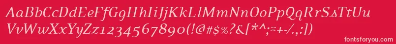 Fonte PfexecutiveItalic – fontes rosa em um fundo vermelho