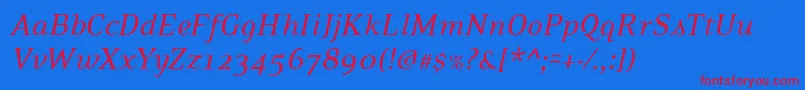 Czcionka PfexecutiveItalic – czerwone czcionki na niebieskim tle