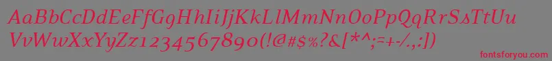 PfexecutiveItalic Font – Red Fonts on Gray Background