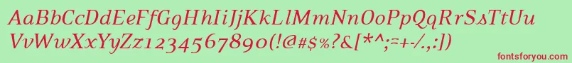 PfexecutiveItalic Font – Red Fonts on Green Background