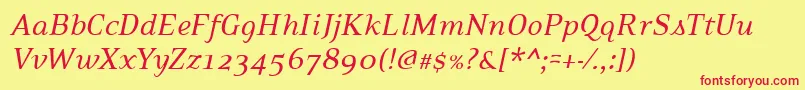 フォントPfexecutiveItalic – 赤い文字の黄色い背景