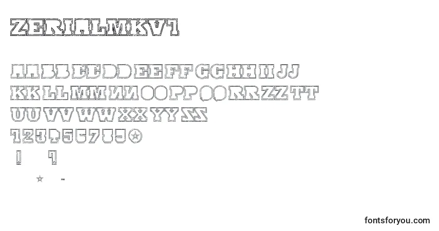 A fonte SerialMkv1 – alfabeto, números, caracteres especiais