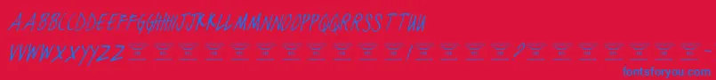 BlackjacketboysThinitalic-Schriftart – Blaue Schriften auf rotem Hintergrund
