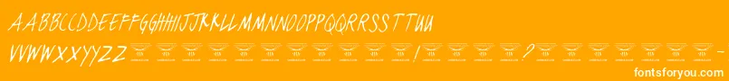 BlackjacketboysThinitalic-Schriftart – Weiße Schriften auf orangefarbenem Hintergrund