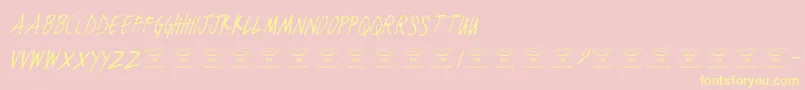BlackjacketboysThinitalic-fontti – keltaiset fontit vaaleanpunaisella taustalla