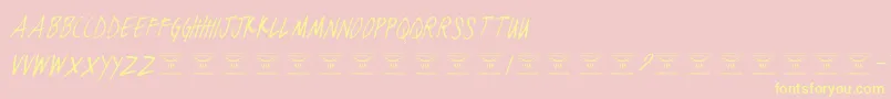 BlackjacketboysThinitalic-Schriftart – Gelbe Schriften auf rosa Hintergrund