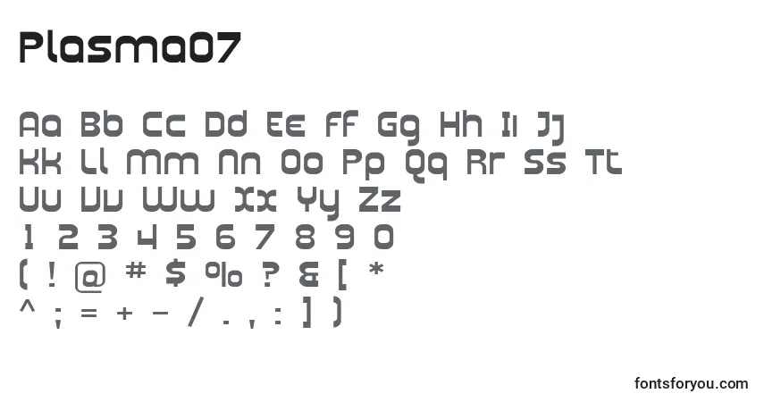 Czcionka Plasma07 – alfabet, cyfry, specjalne znaki