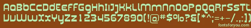 フォントPlasma07 – 緑色の文字が茶色の背景にあります。