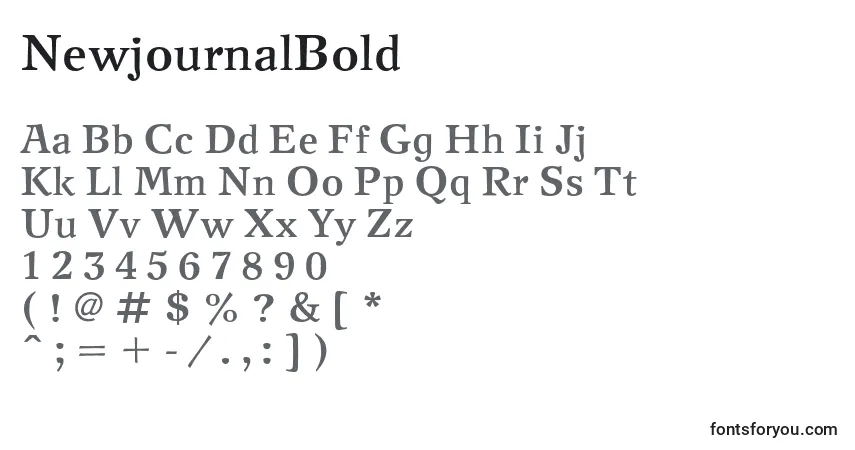 Шрифт NewjournalBold (57685) – алфавит, цифры, специальные символы