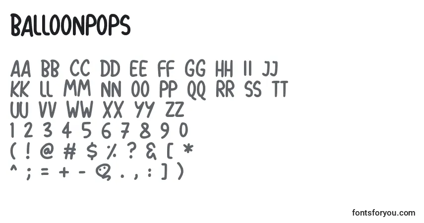 A fonte BalloonPops – alfabeto, números, caracteres especiais