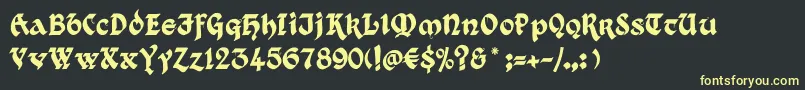 フォントKingthings Xander – 黒い背景に黄色の文字