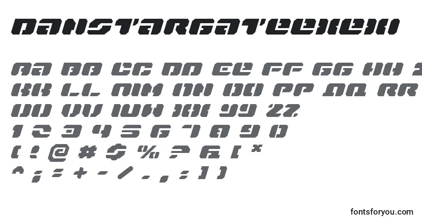 Czcionka Danstargateexexi – alfabet, cyfry, specjalne znaki
