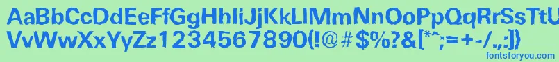 UltimaterandomBold-Schriftart – Blaue Schriften auf grünem Hintergrund