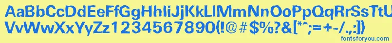 UltimaterandomBold-Schriftart – Blaue Schriften auf gelbem Hintergrund