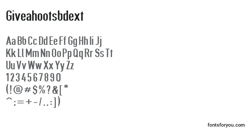Fuente Giveahootsbdext - alfabeto, números, caracteres especiales