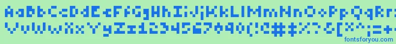 Police Tiny – polices bleues sur fond vert