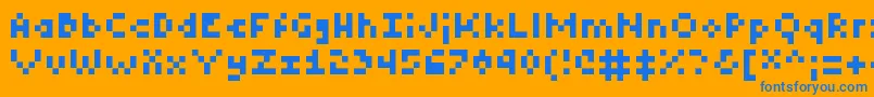 Tiny Font – Blue Fonts on Orange Background