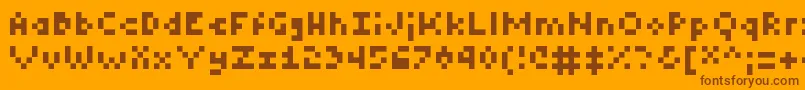 フォントTiny – オレンジの背景に茶色のフォント