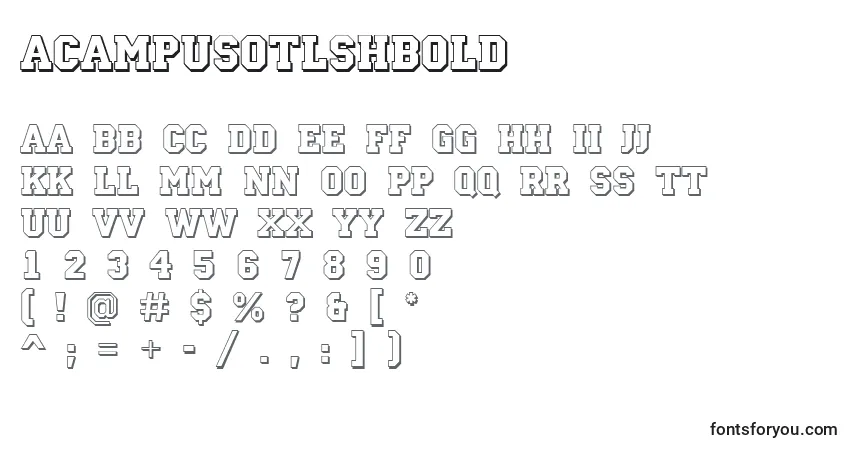 Шрифт ACampusotlshBold – алфавит, цифры, специальные символы