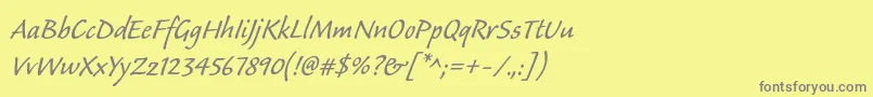 フォントCalibanstd – 黄色の背景に灰色の文字