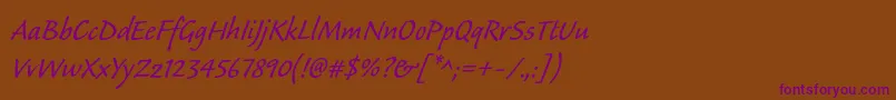 Calibanstd Font – Purple Fonts on Brown Background