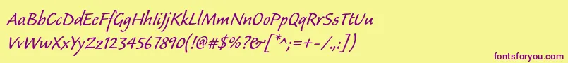 Calibanstd Font – Purple Fonts on Yellow Background